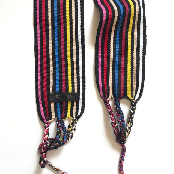 Carolina K Embroidered Wide Belt Womens Small Medium Large Stripes Tassels Waist main image 6
